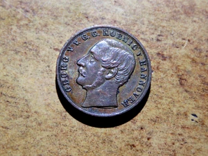 1836 Juni 4 1861 Georg V Hannover Copper Medal F3 - Picture 1 of 2