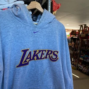 1990s Vintage NIKE Center Swoosh LOS ANGELES LAKERS Hoodie NBA Basketball Kobe - Picture 1 of 11