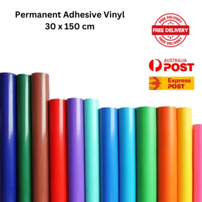 Permanent Adhesive Vinyl Roll Sheet 150 cm suit Cricut DIY 30cm x 150cm AU FREE - image 1 of 4
