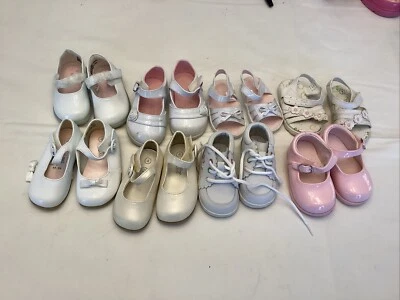 Lote 8 Zapatos Bebé Niña Talla 3 Y 4 Edad 12-24 Meses Mary Jane’s Vestido Sandalia Foto 1 de 4