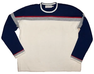 Herren GUIDEBOAT Co. Elfenbein & Blau 100% Wolle Strick LAKE PLACID DOWNHILL Pullover M - Bild 1 von 5