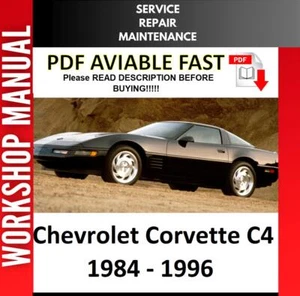 CHEVROLET CORVETTE C4 1984 1985 1986 1987 1988 SERVICE REPAIR WORKSHOP MANUAL - Picture 1 of 1