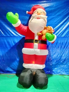 12' Gemmy Airblown Inflatable Santa Claus Holding Teddy Bear B383-83142 - Picture 1 of 1