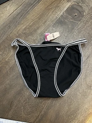 NUEVO CON ETIQUETAS DE COLECCIÓN Victoria's Secret ROSA Negro Doble Cuerda Bikini Bragas GRANDES De Colección Foto 1 de 4
