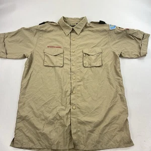 Camisa para hombre Boy Scouts of America BSA tostada grande 100 % nailon flexible parches cosidos - Imagen 1 de 9