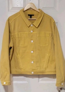 Giacca denim donna Lane Bryant taglia 20 giallo denim bottoni tasche anteriori - Foto 1 di 4