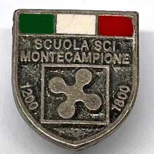 Vintage Montecampione Ski School Italy Enamel Badge Scuola Sci Skiing Winter - Picture 1 of 2