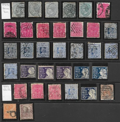 STAMPS-NEW SOUTH WALES 1892-99 A Selection of 34 Early Stamps. Condition Varies - Image 1 of 2