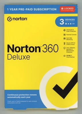 NORTON 360 DELUXE INTERNET SECURITY 2025 (3 DEVICE/1 YEAR) *NEW in RETAIL BOX - Image 1 of 2