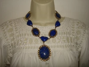 Vintage Unikat 925 Sterling Silber Lapislazuli riesige Indien Halskette 140 Gramm - Bild 1 von 16