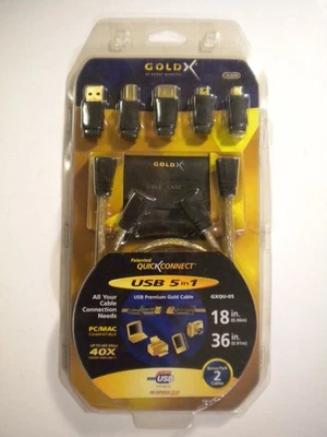 USB 2.0 5-in-1 Cable Kit GoldX Plus Series QuickConnect GXQU-05 JO-DAN - Image 1 of 3