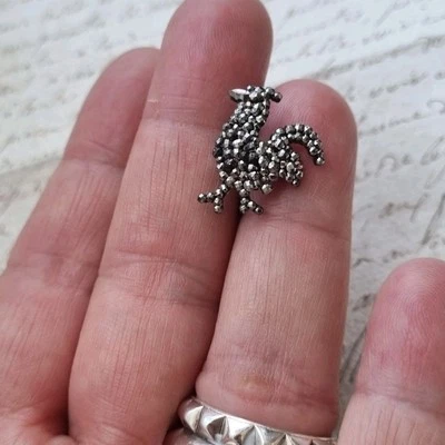 1 Boucle d'Oreille Ancienne Coq Acier Facetté XIXè Napoléon III Symbole Patrie - Photo 1/4