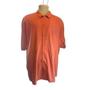Tommy Bahama Men Casual Button Down Silk Shirt Sz XXL Short Sleeves Pocket Orang - Picture 1 of 7