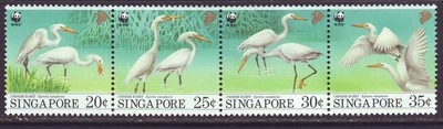 Singapore 1993 SC 673a MNH Set Egret Bird Strip - Image 1 of 3
