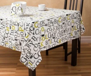 Stoff Leinen Baumwolle Tischdecke 60"x126" länglich, Küche Worte, Kochen, Braten, Kochen usw. LT - Bild 1 von 12