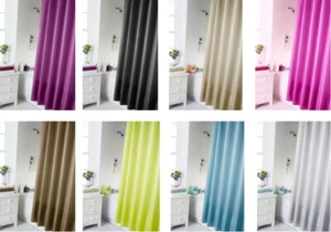PLAIN SHOWER CURTAIN PANEL WITH MATCHING RINGS FOR POLE 180cm x 180cm MULTI - Picture 1 of 11