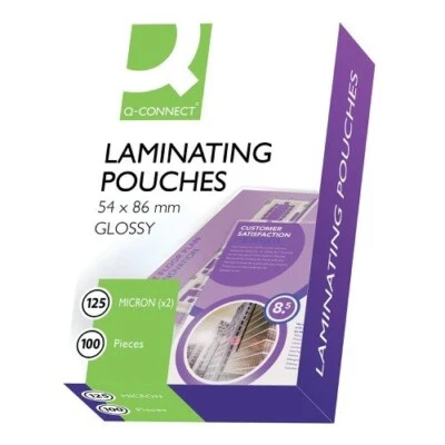 Q-CONNECT LAMINATING POUCHES - 54 x 86 mm - ID / BUSINESS CARD - 250 MICRON (Pack of 200)