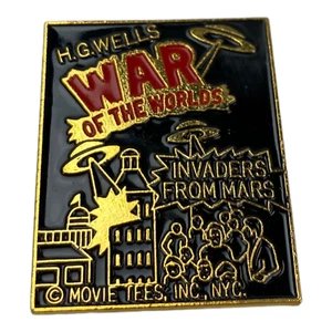 WAR OF THE WORLDS ENAMEL PINBACK BUTTON COLLECTIBLE / 1953 MOVIE CLASSIC. NOS. - Picture 1 of 4