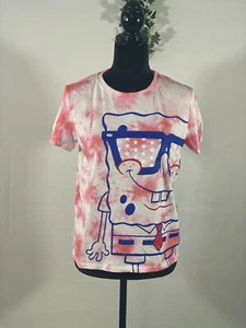 Camiseta para mujer rosa TIE Dye manga corta cuello redondo estampado Bob Esponja - Imagen 1 de 3