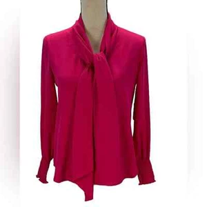 Anne Klein Langarmbluse mit Bindekragen - Hot Pink - Gr. XS - Bild 1 von 10