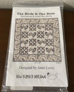 Pattern Applique Quilt “The Birds & The Bees” Size 38”x38” Hen Scratch Quilting - Picture 1 of 6