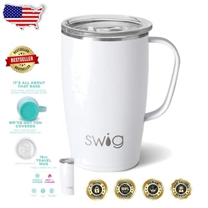 18oz Insulated Stainless Steel Travel Mug with Ergonomic Handle - Diamond White - Picture 1 of 11