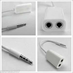 3.5mm TRRS Male Jack 2x Headphone Adapter Splitter for Samsung Smartphone Tablet - Picture 1 of 3