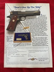 Vintage 1993 U.S. Navy Colt 45 Commemorative Print Ad U.S. Historical Society Ad - Picture 1 of 9