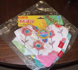 Nuby Teething Bib Baby Set of 2 BPA Free 3+ months new in pkg girl or boy NIP - Picture 1 of 6