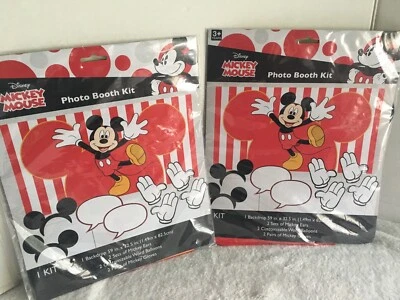 2 kits de cabina de fotos de fiesta de Mickey Mouse de Disney NUEVO EN PAQUETE Foto 1 de 3
