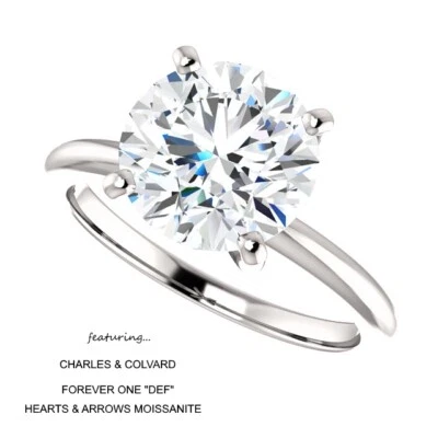 2.00 Carat (8mm) Forever One DEF Moissanite Solitaire Ring in 14k Gold - Image 1 of 4