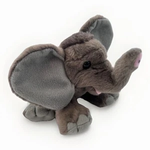 Wild Republic Elephant Plush Gray Stuffed Animal Sitting Realistic 9” K&M 2013 - Picture 1 of 10