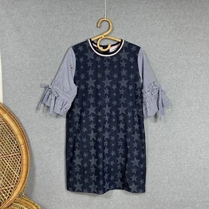 Loranzo Romanzo Dress Size 34 S M Unique Arty Denim Star Print - Picture 1 of 17