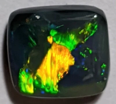 TOP GEM!  1.6ct Solid Black Opal MULTICOLOR Square Cushion Lightning Ridge! - Image 1 of 4