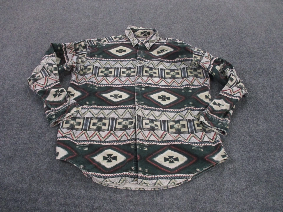 Camisa Vintage Tallada con Volantes Adulto L Franela Azteca Navajo Occidental Trabajo Pesado Para Hombres Foto 1 de 4