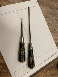 (2) Vintage Stanley Yankee No 4595 Wood Handle 3" & 6” Cabinet Screwdrivers USA - Picture 1 of 12