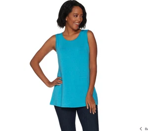 Camiseta sin mangas tejida cuello redondo H by Halston Essentials color brezo aguamarina océano talla pequeña - Imagen 1 de 2