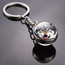 Men Women Wolf Keyring Tiger Key Holder Glass Ball Key Chain Animal Keychain