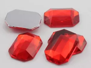 25x18 mm Roter Rubin A05 Flache Rückseite Achteck Acryl Edelsteine Zum Basteln - 15 Stck. - Bild 1 von 3
