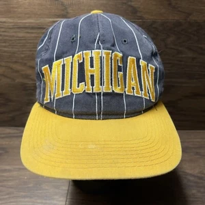 Vintage STARTER MICHIGAN WOLVERINES Nadelstreifen Snapback Cap Mütze - Bild 1 von 12