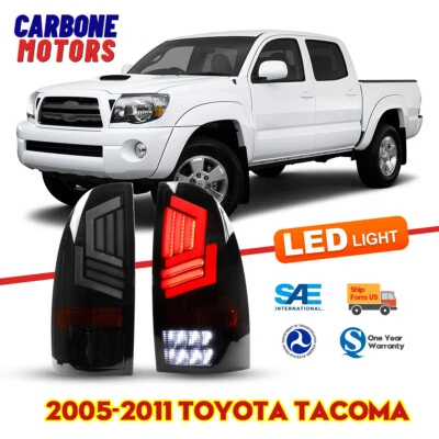 Smoke Tail Lights For 2005-2015 Toyota Tacoma LED Sequential Turn Signal Lamps - Image 1 of 4