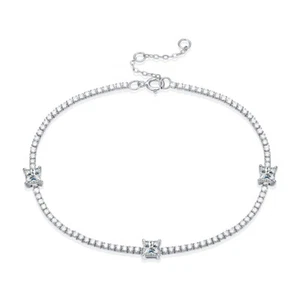 1.5CT 14K White Gold Finish Princess Moissanite Diamond Tennis Bracelet Gift Box - Picture 1 of 10