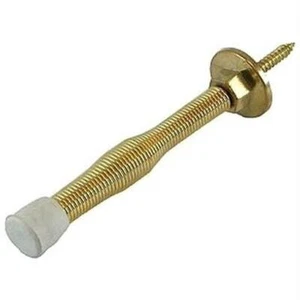 Polished Brass Spring Door Stop with Bumper, Hickory-Belwith PBH0229 - Picture 1 of 1
