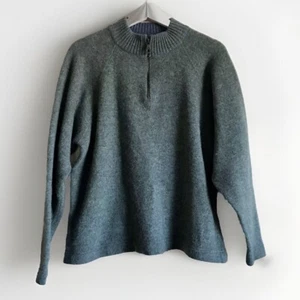 Vintage Pendleton Sweater Men's M Green Lambswool Blend Pullover 1/4 Zip - Picture 1 of 6