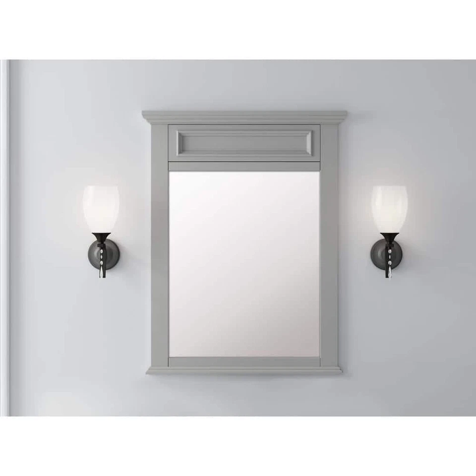 Framed Wall Mirror Dove Grey Home Decorators Bathroom Sadie 28 in. x 36 in. - Image 1 of 4