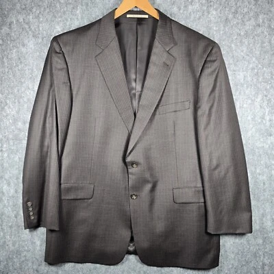 Jaqueta Burberry London masculina 2 peças terno lã listrada marrom EUA calça 48R 41x28 - Imagem 1 de 4