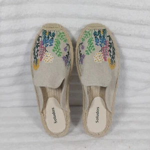 Soludos espadrillas ricamate fiori selvatici mulettiere sabbia naturale donna taglia 6 - Foto 1 di 7
