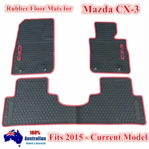All Weather Floor Mats Tailored for Mazda CX-3 CX3 2015 - 2024 Current Red trim - Picture 1 of 2