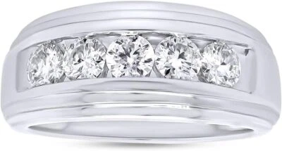 1.00 Ct Men's Anniversary Wedding Band Ring Lab Created Moissanite 925 Silver - Image 1 of 4