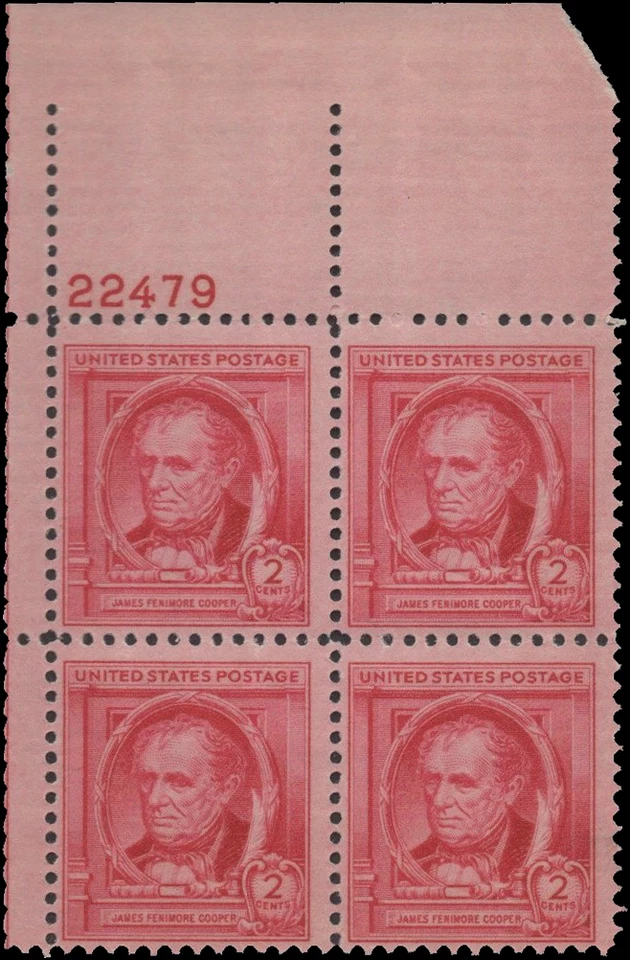 Scott # 860 - US Plate Block Of 4 -Cooper - 2c Rose Carmine - **MNH** -1940 - Image 1 of 1